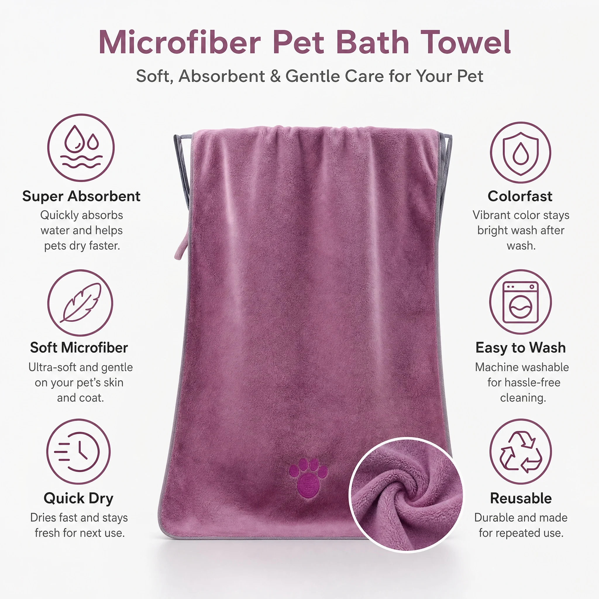 Microfiber Pet Absorbent Towels – Super Absorbent & Soft, No Deformation, Essential for Pet Bathing - Image 5