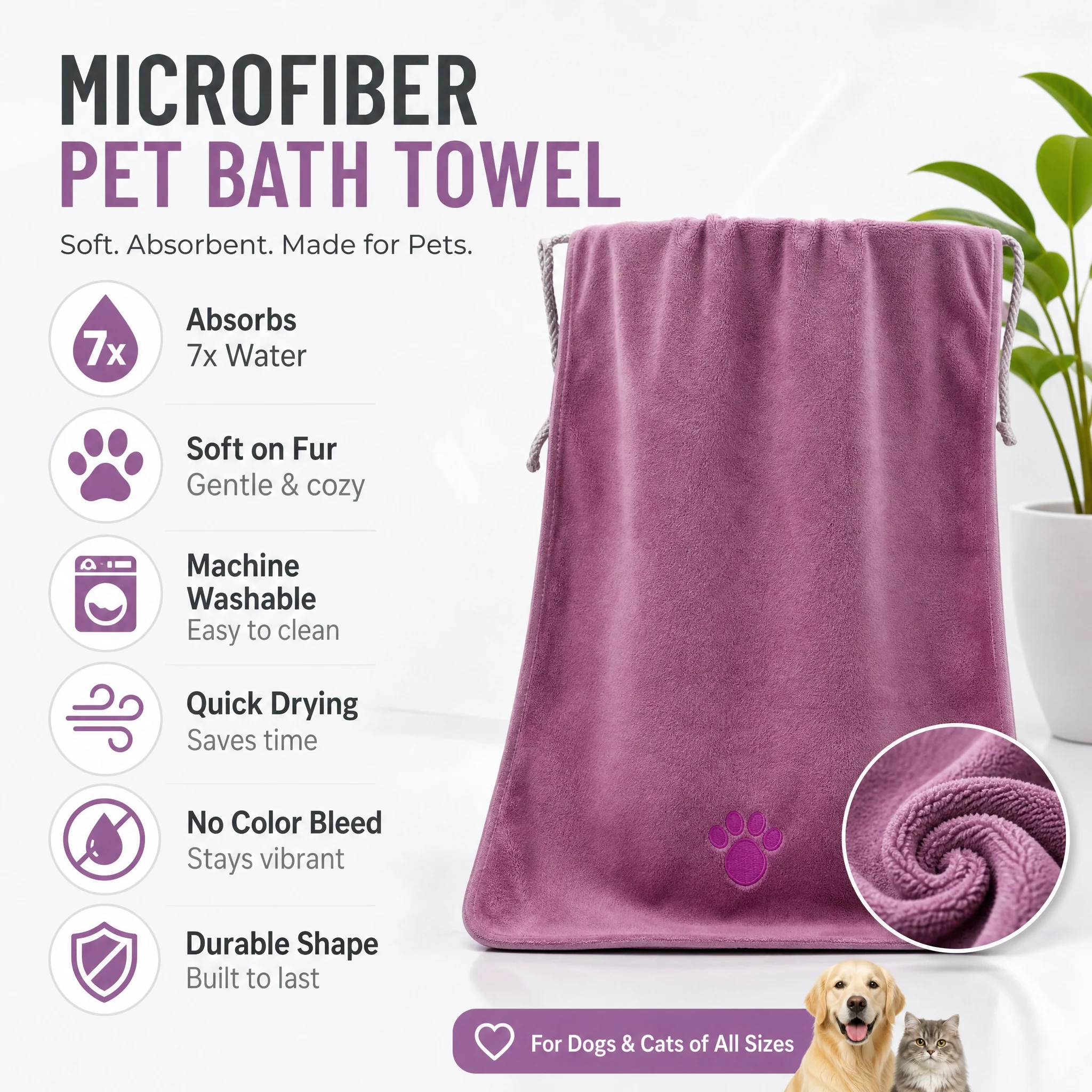 Microfiber Pet Absorbent Towels – Super Absorbent & Soft, No Deformation, Essential for Pet Bathing - Image 8