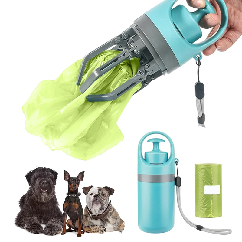 Portable Dog Pooper Scooper with Garbage Bag Outdoor Pet Poop Grabber Claw Fecal Shovel Picker Dog Fecal Collector Cleaning Tool